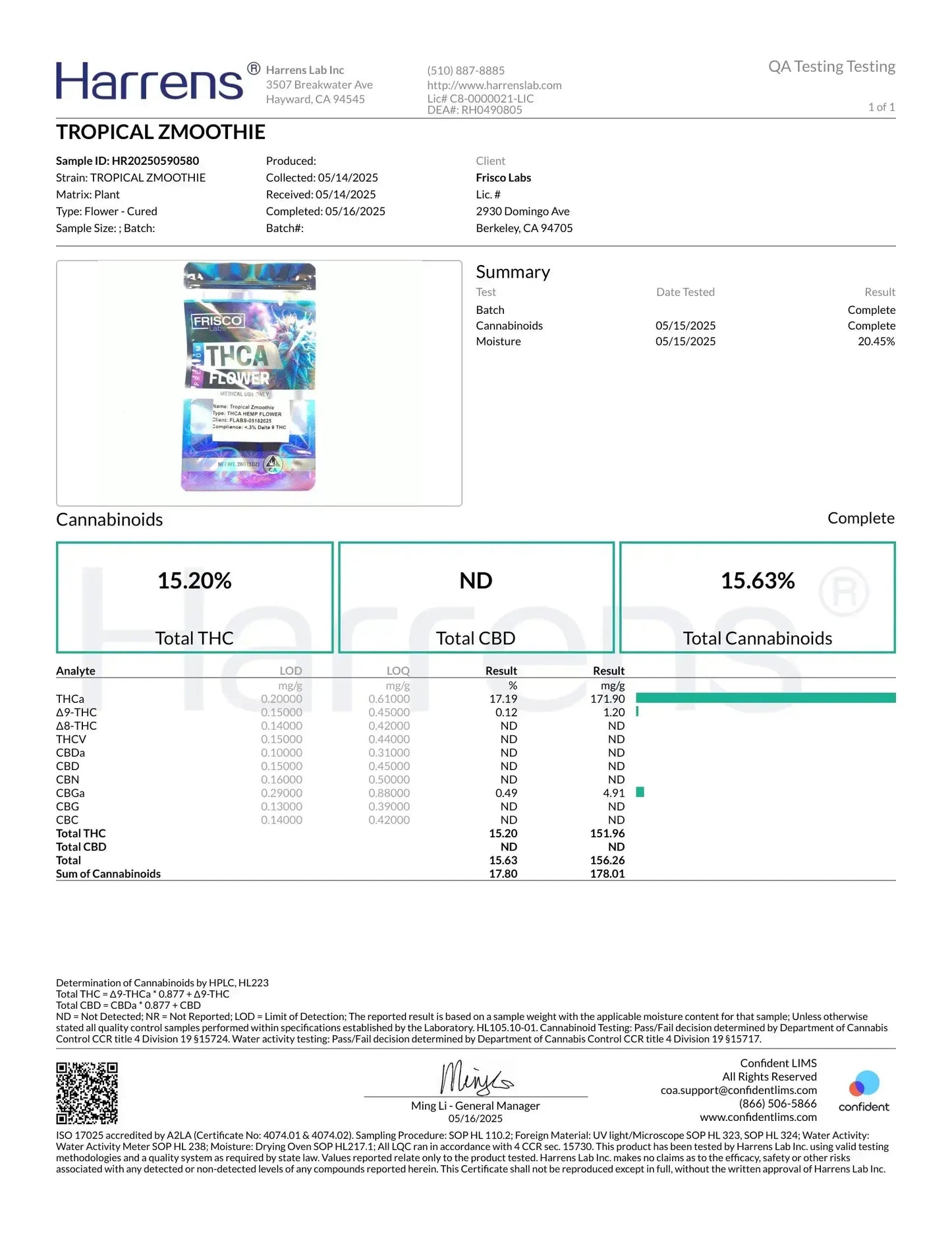 1 Pound Tropical Zmoothie THCA FL Fulfillment Center