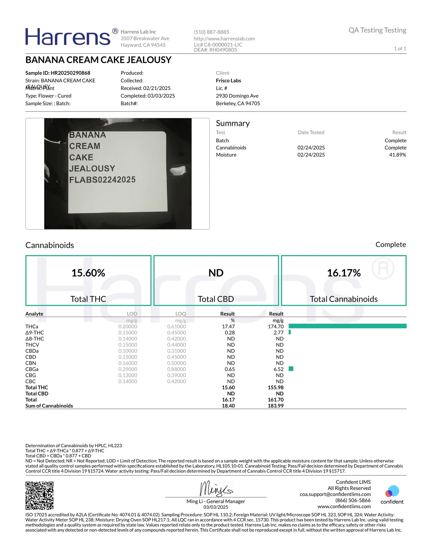1 Pound - BCC Jealousy Strain THCA Frisco Labs