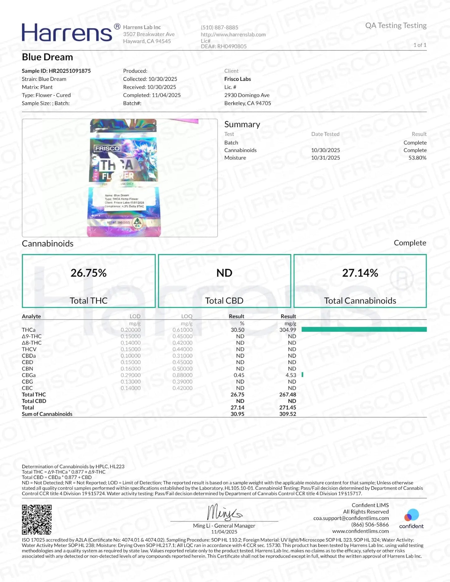 1 Pound - Blue Dream THCA Strain Frisco Labs