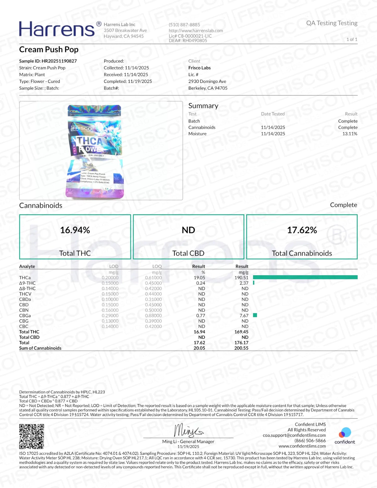 1 Pound - Cream Pop Punch Strain Frisco Labs