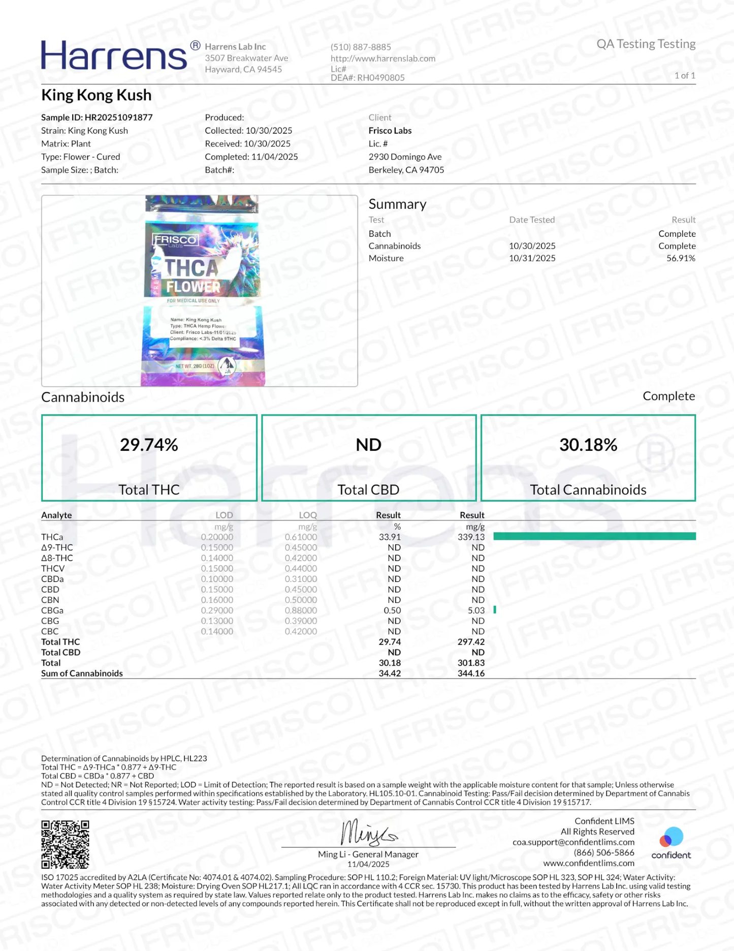 1 Pound - King Kong Kush THCA Strain (Small) Frisco Labs
