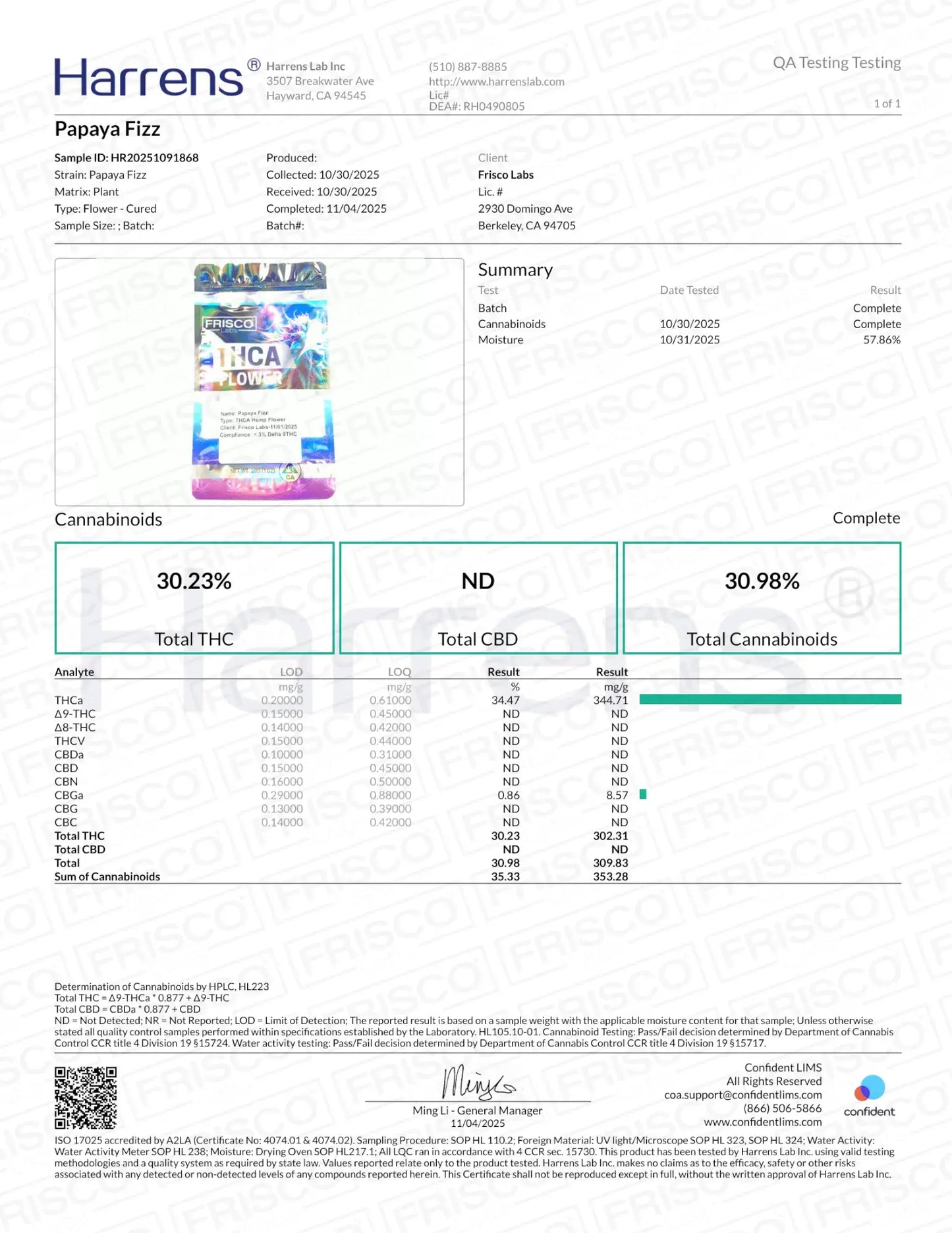 1 Pound - Papaya Fizz THCA Strain Frisco Labs