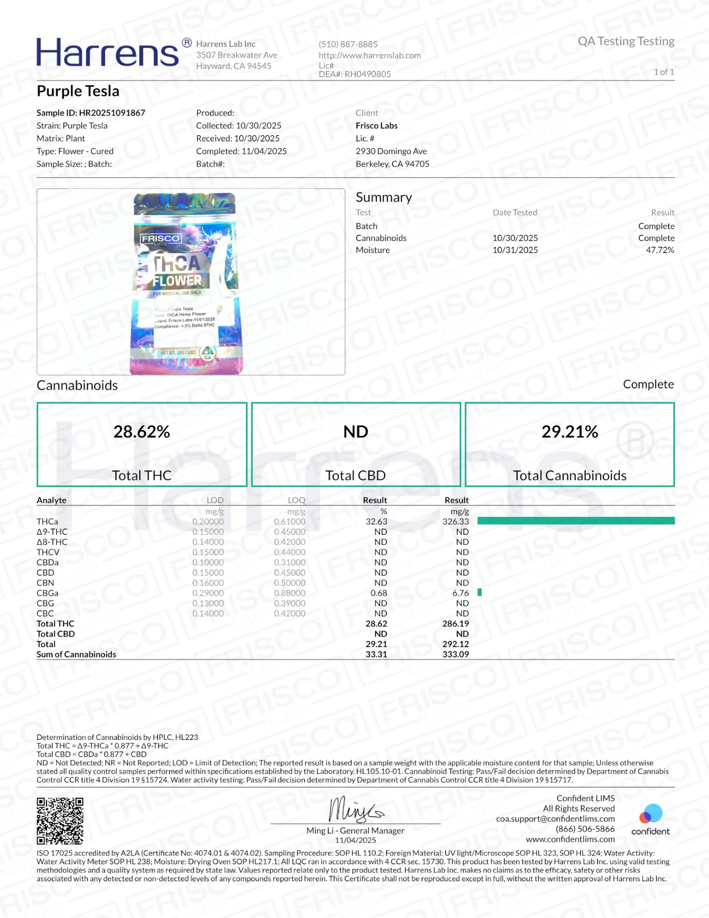 1 Pound - Purple Tesla THCA Strain Frisco Labs