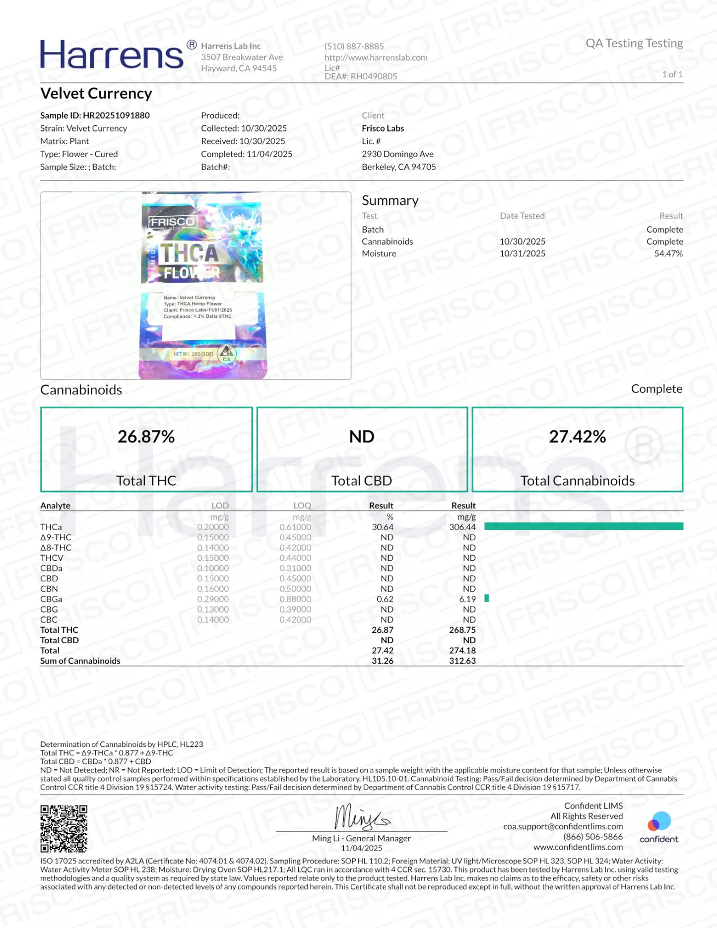 1 Pound - Velvet Currency THCA Strain Frisco Labs