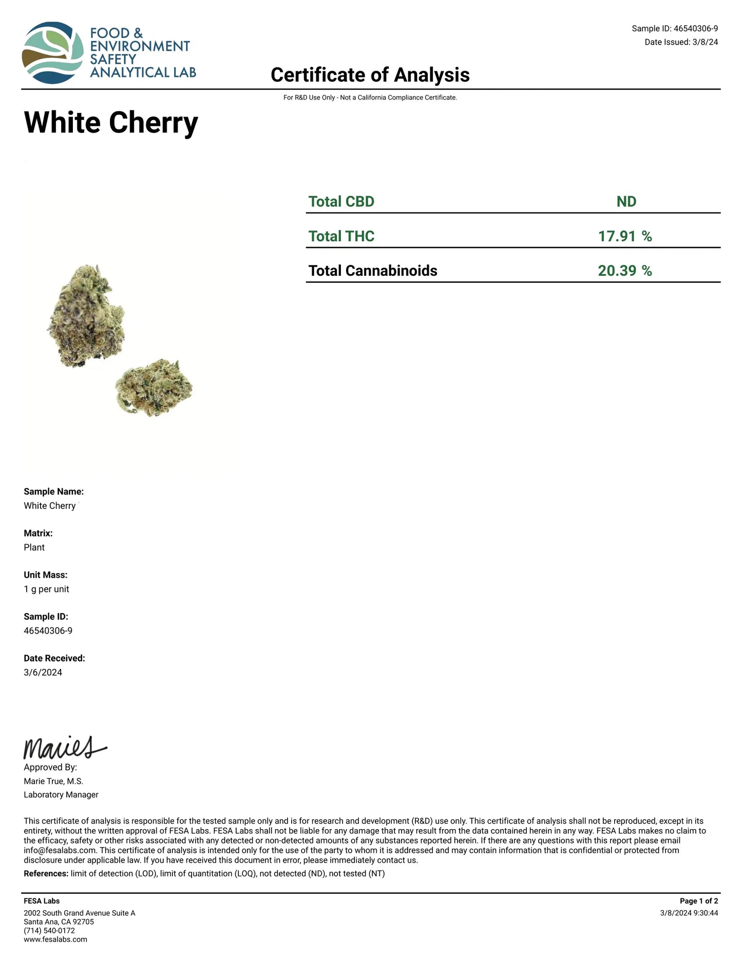 1 Pound - White Cherry Gelato THCA Smalls FL Fulfillment Center