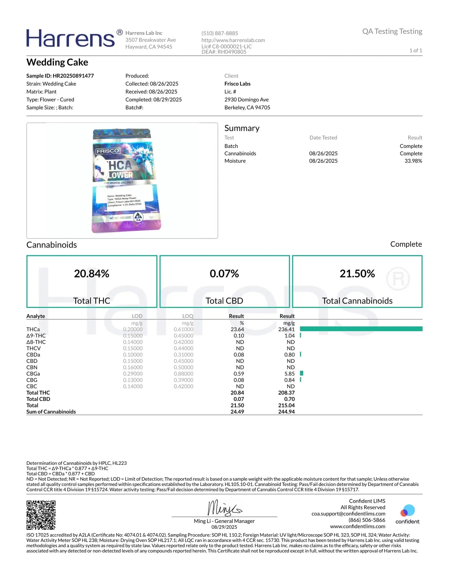 1 Pound - Wedding Cake THCA Strain Frisco Labs