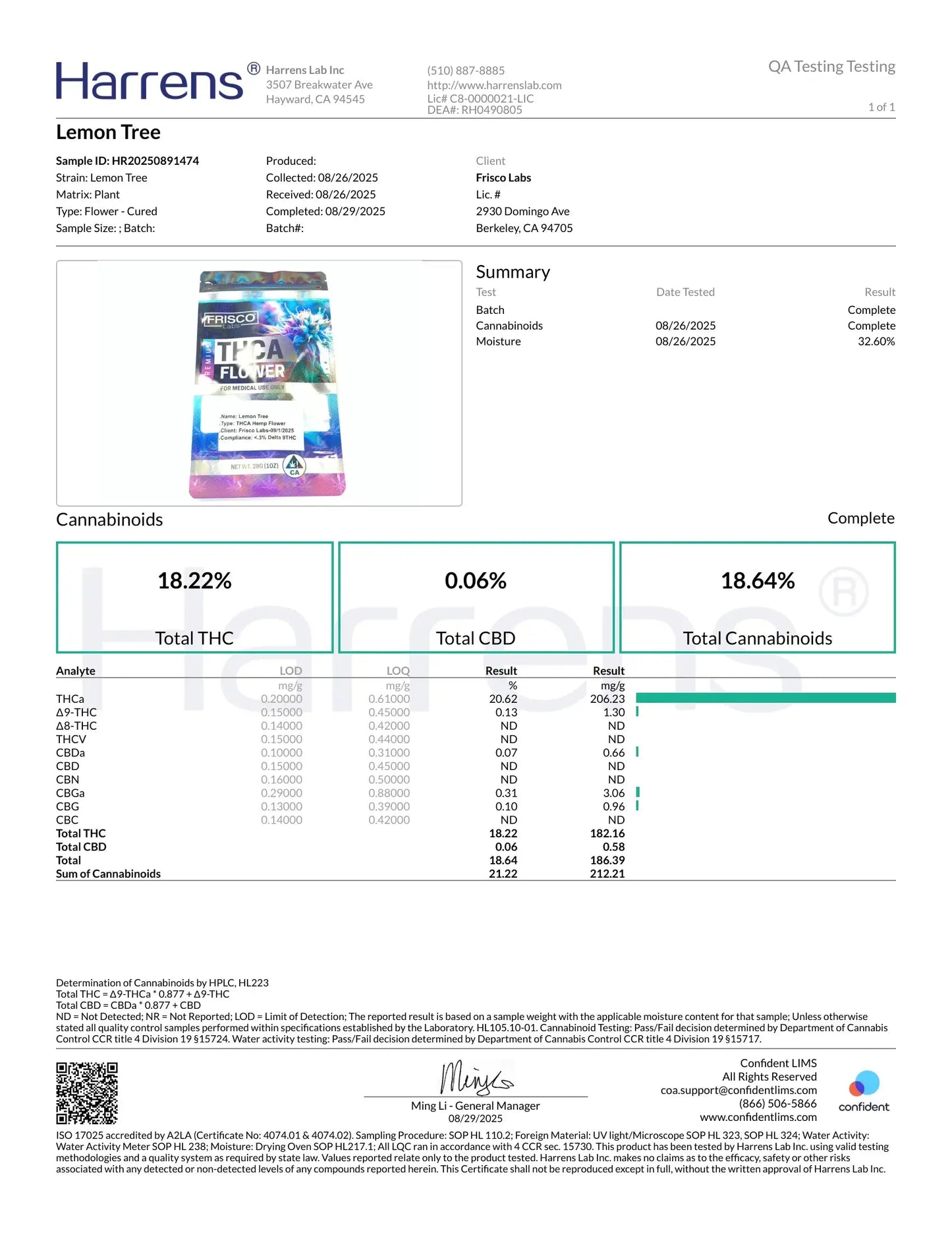 1 Pound - Lemon Tree THCA Strain (Small) Frisco Labs