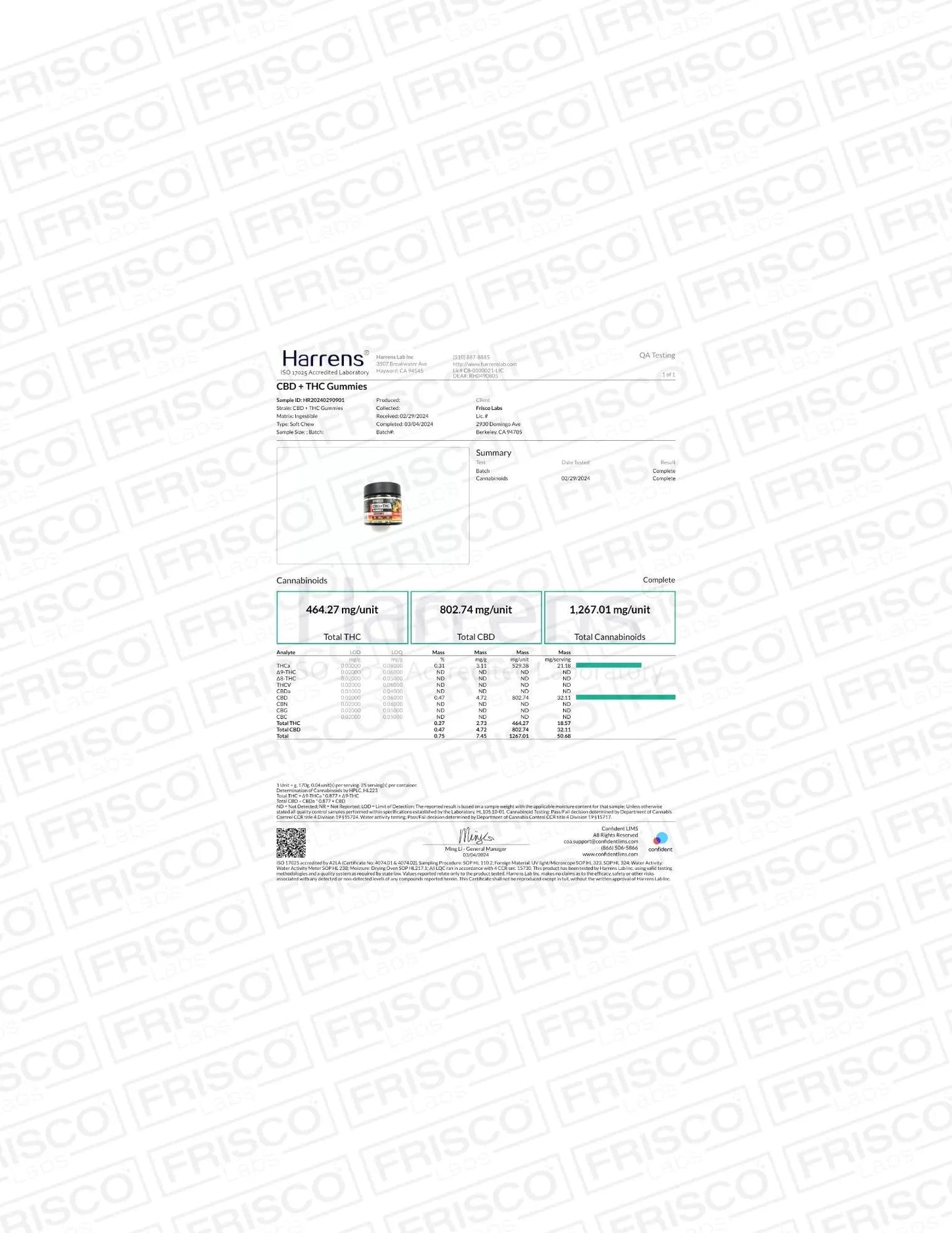 CBD + THC Gummies - 1000mg | 25 Pcs Gummies Frisco Labs