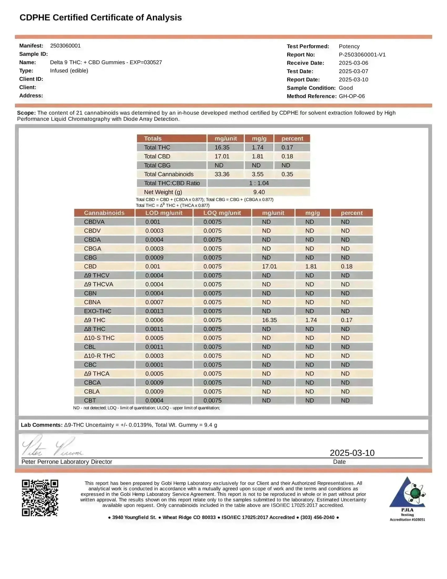 CBD+THC Gummies, Green Apple - 1000mg | 25 Pcs Gummies Frisco Labs