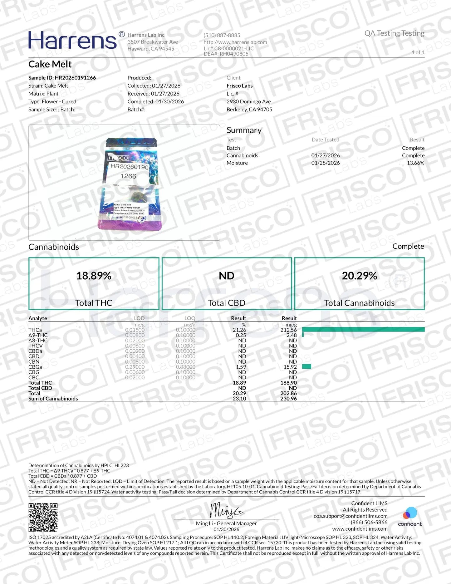 1/4 Pound - Cake Melt THCA Strain Frisco Labs