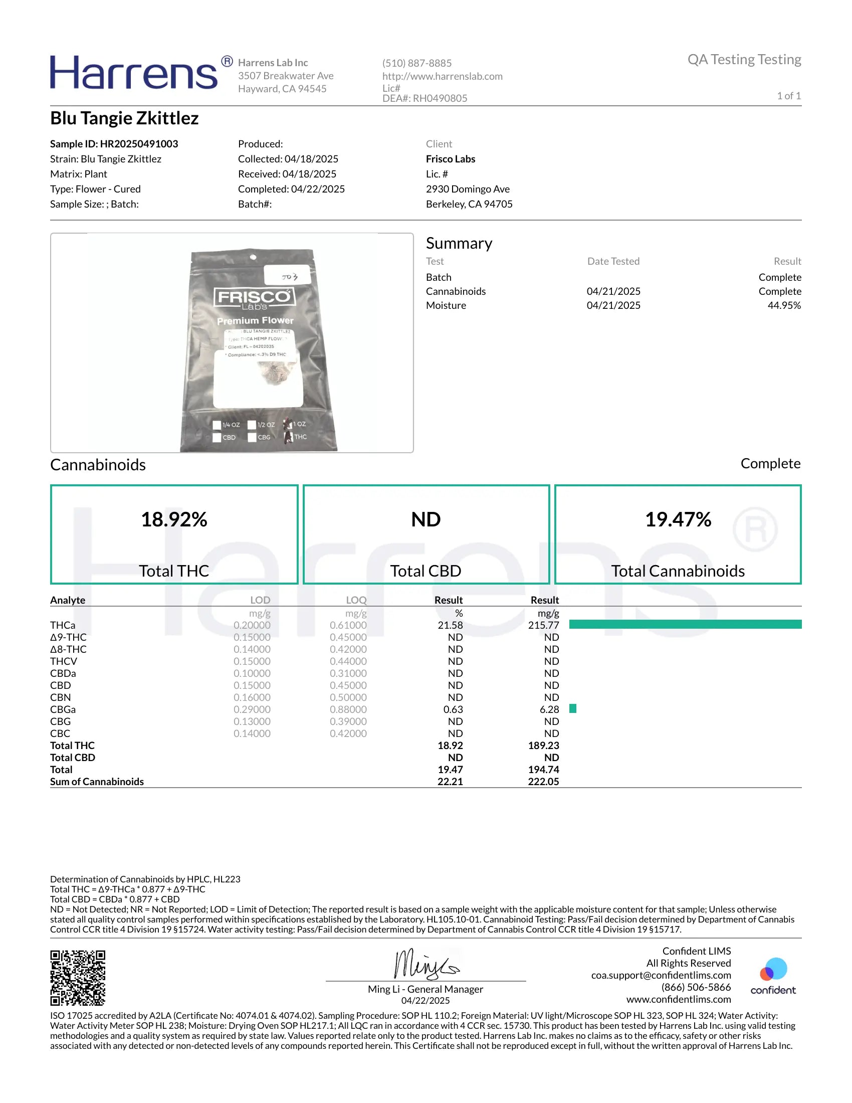 1 Pound - AAA Blue Tangie Zkittlez THCA (Small) Frisco Labs