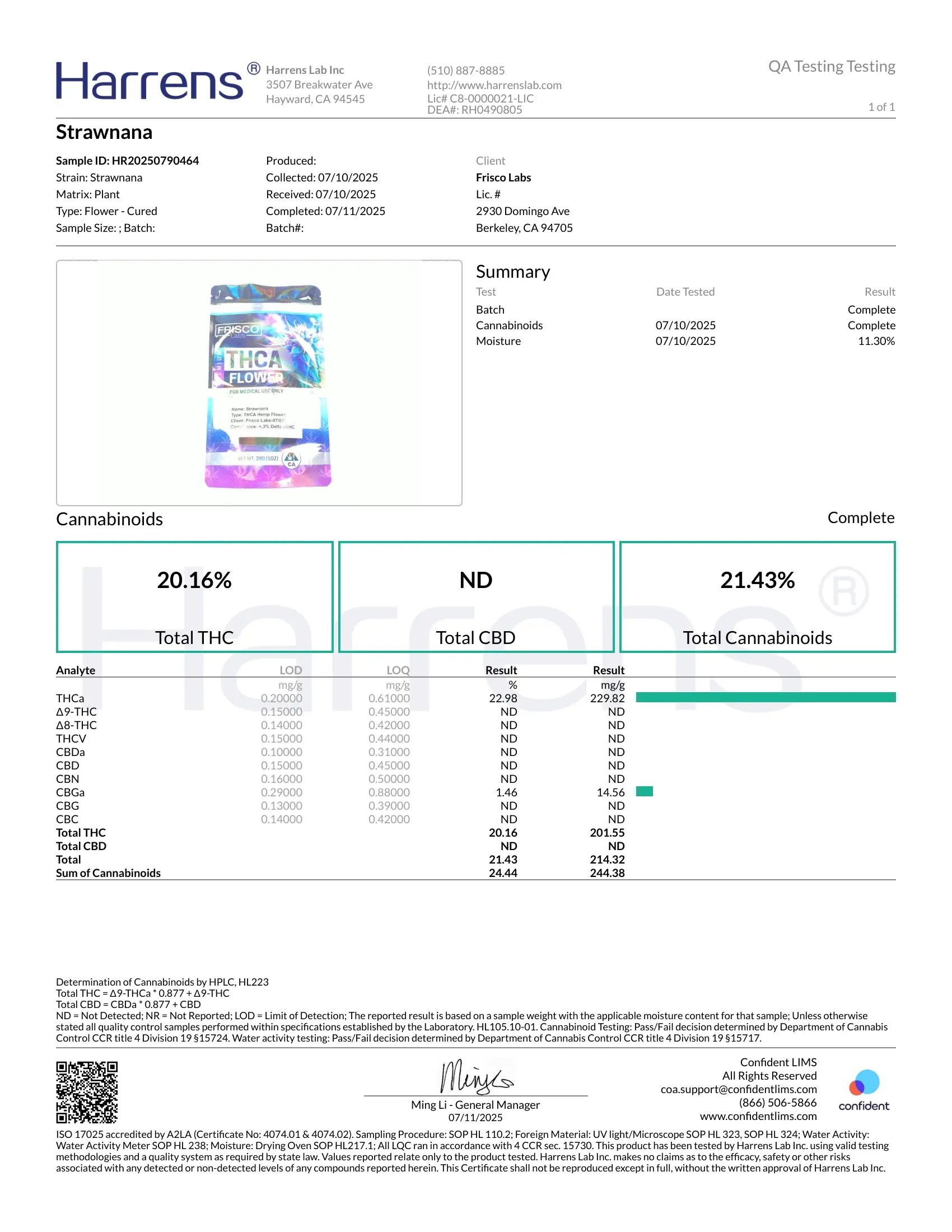 1 Pound - AAA Strawnana THCA Strain (Small) Frisco Labs