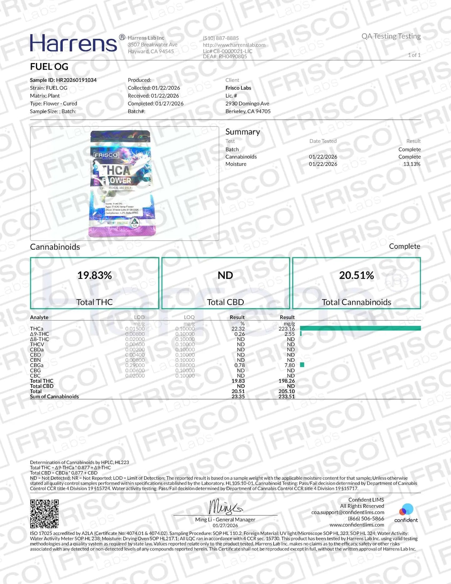 1 Pound - Fuel OG THCA Strain (Small) Frisco Labs