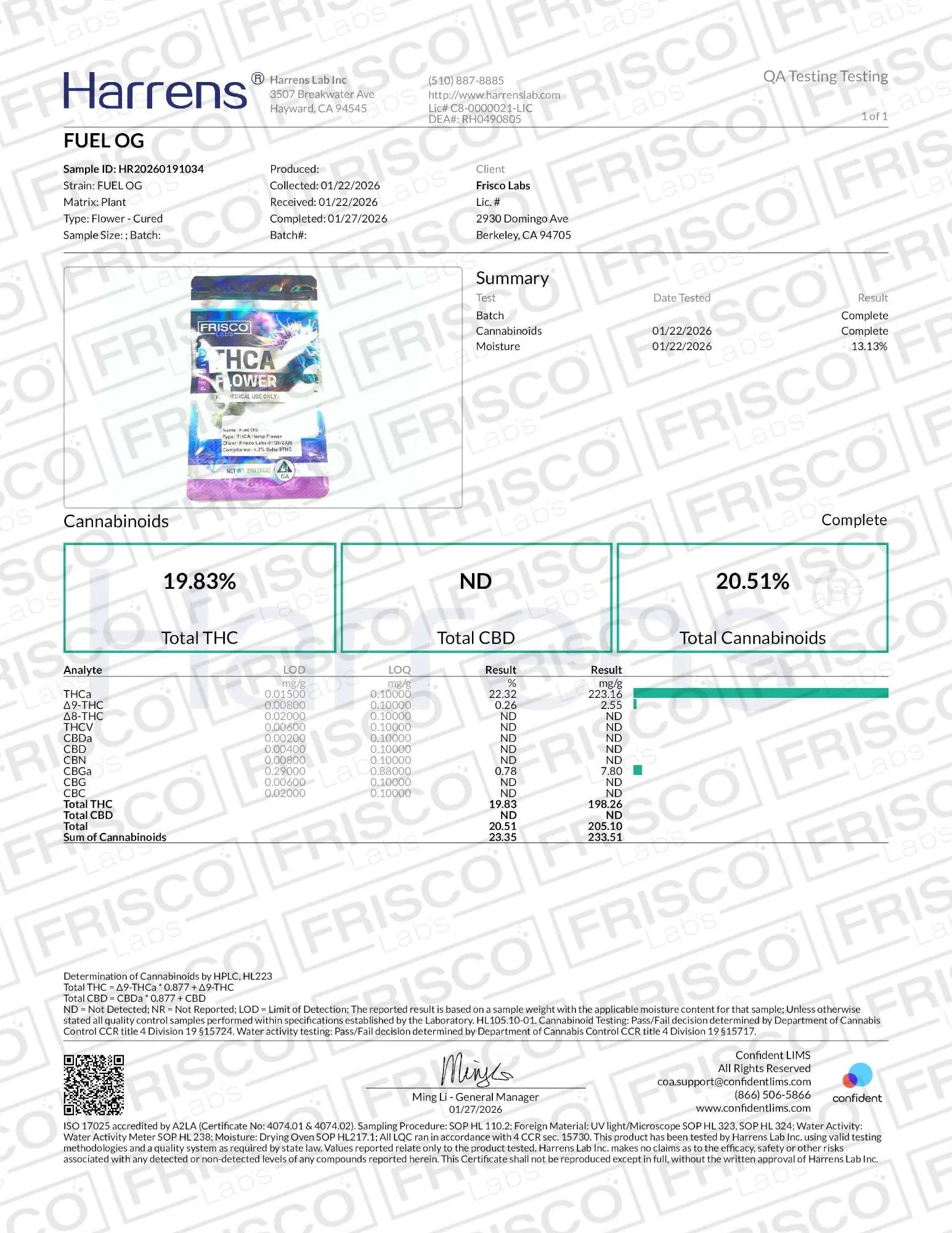 1 Pound - Fuel OG THCA Strain (Small) Frisco Labs