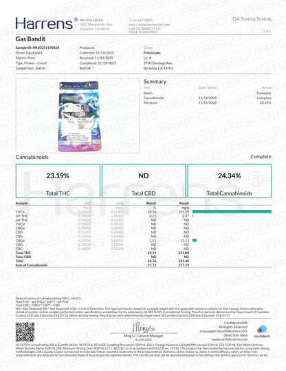 1 Pound - Gas Bandit THCA Strain Frisco Labs