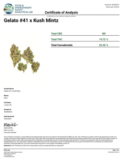 1 Pound - Gelato 41 THCA Smalls FL Fulfillment Center