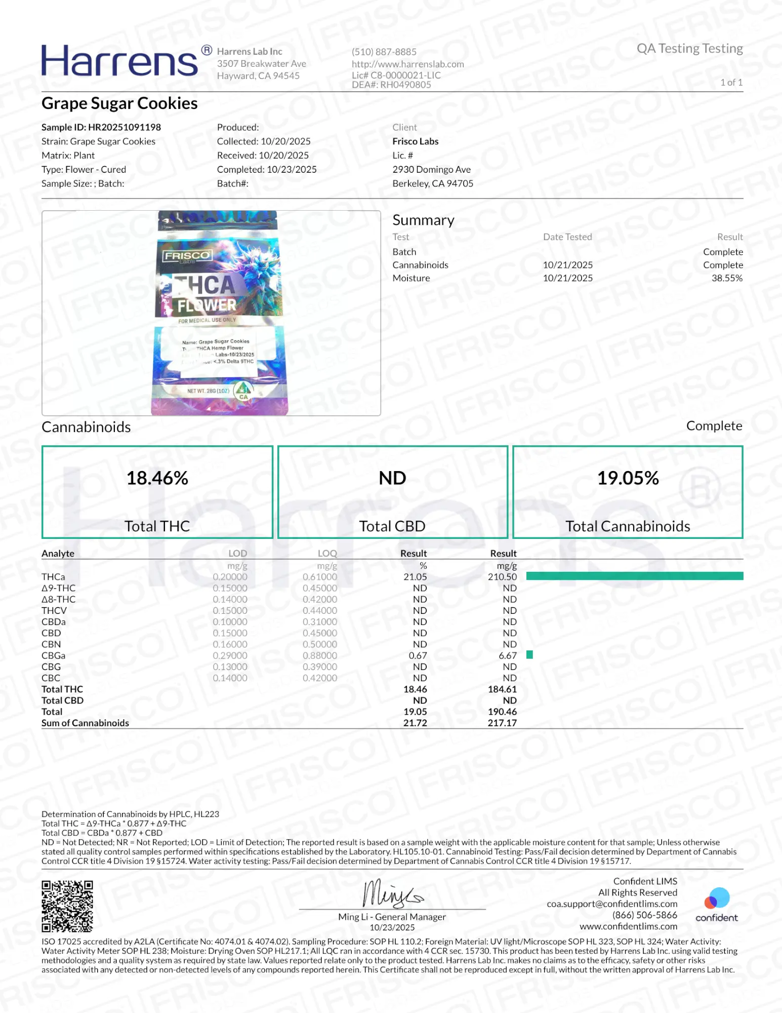 1 Pound - Grape Sugar Cookies THCA Strain (Smalls) Frisco Labs