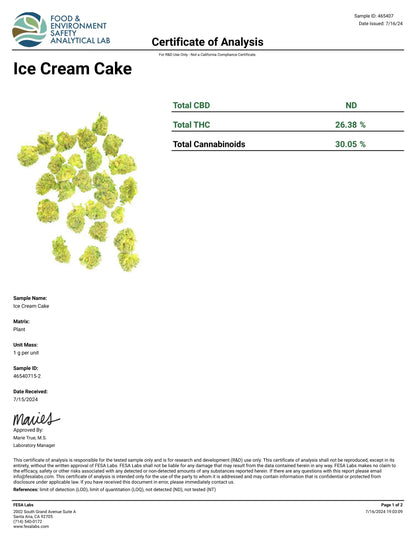 1 Pound - Ice Cream Cakes THCA Smalls FL Fulfillment Center