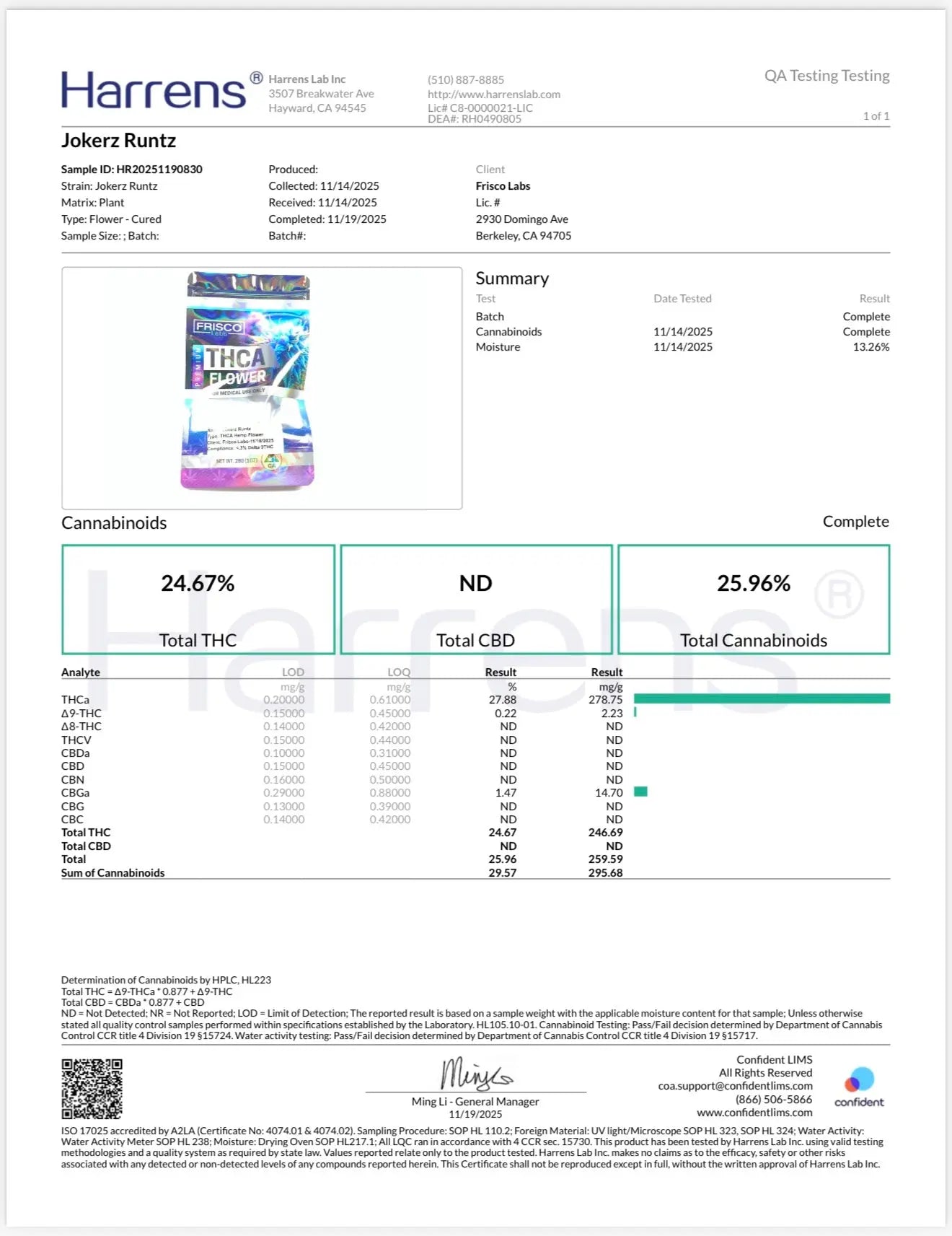 1 Pound - Jokers Runtz THCA Strain Frisco Labs