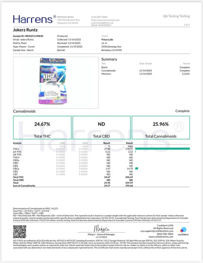 1 Pound - Jokers Runtz THCA Strain Frisco Labs