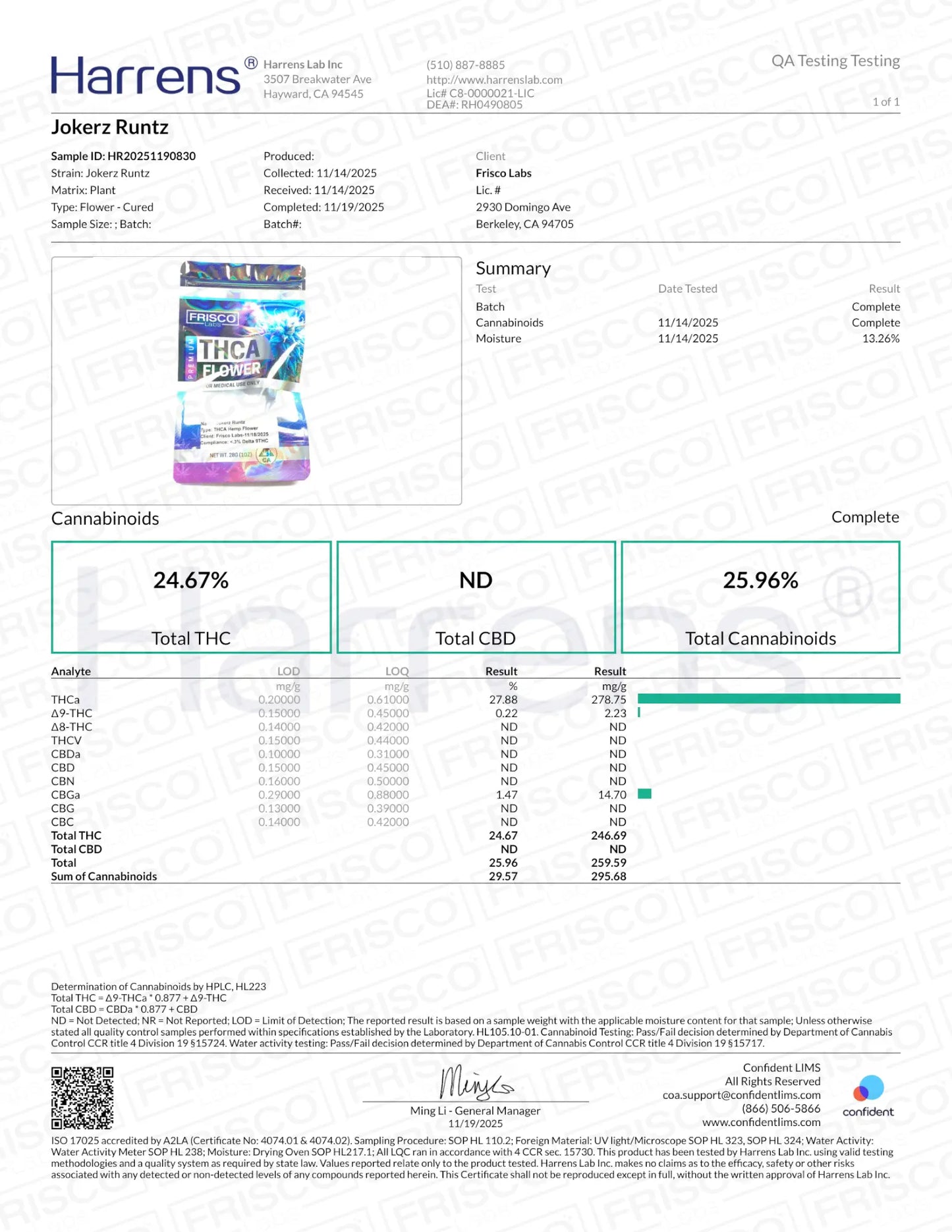 1 Pound - Jokerz Runtz THCA Strain Frisco Labs