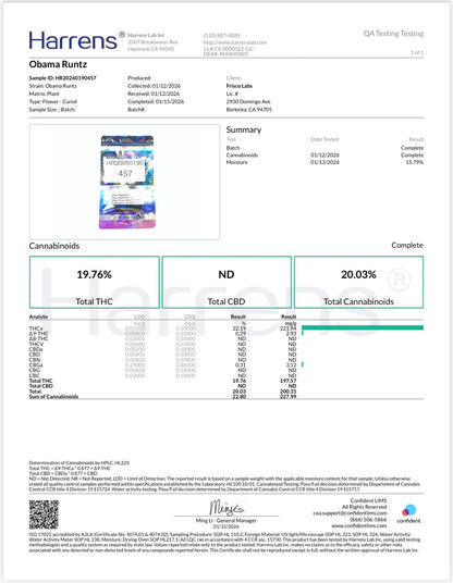 1 Pound - Obama Runtz THCA Strain Frisco Labs