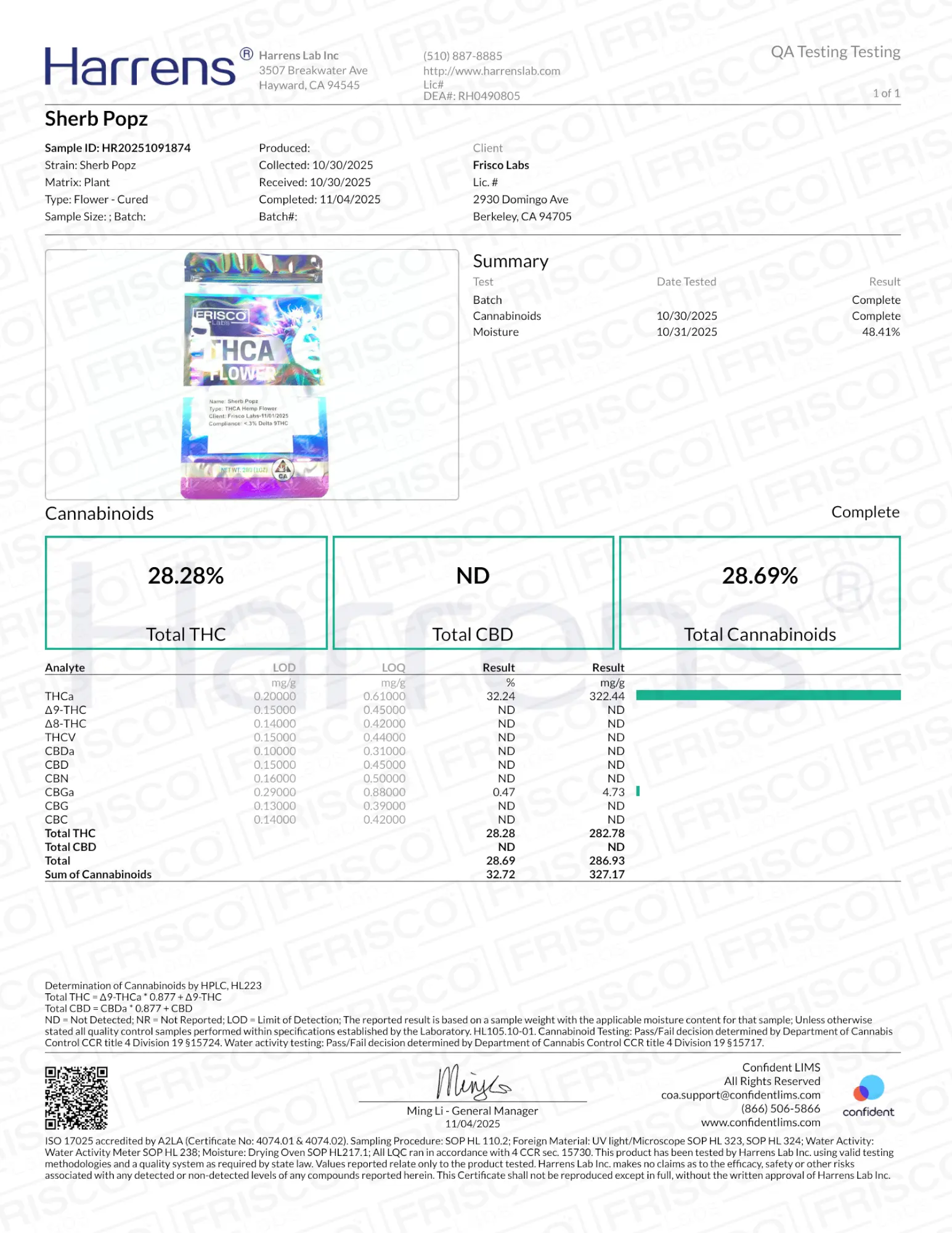 1 Pound - Sherb Popz THCA Strain Frisco Labs