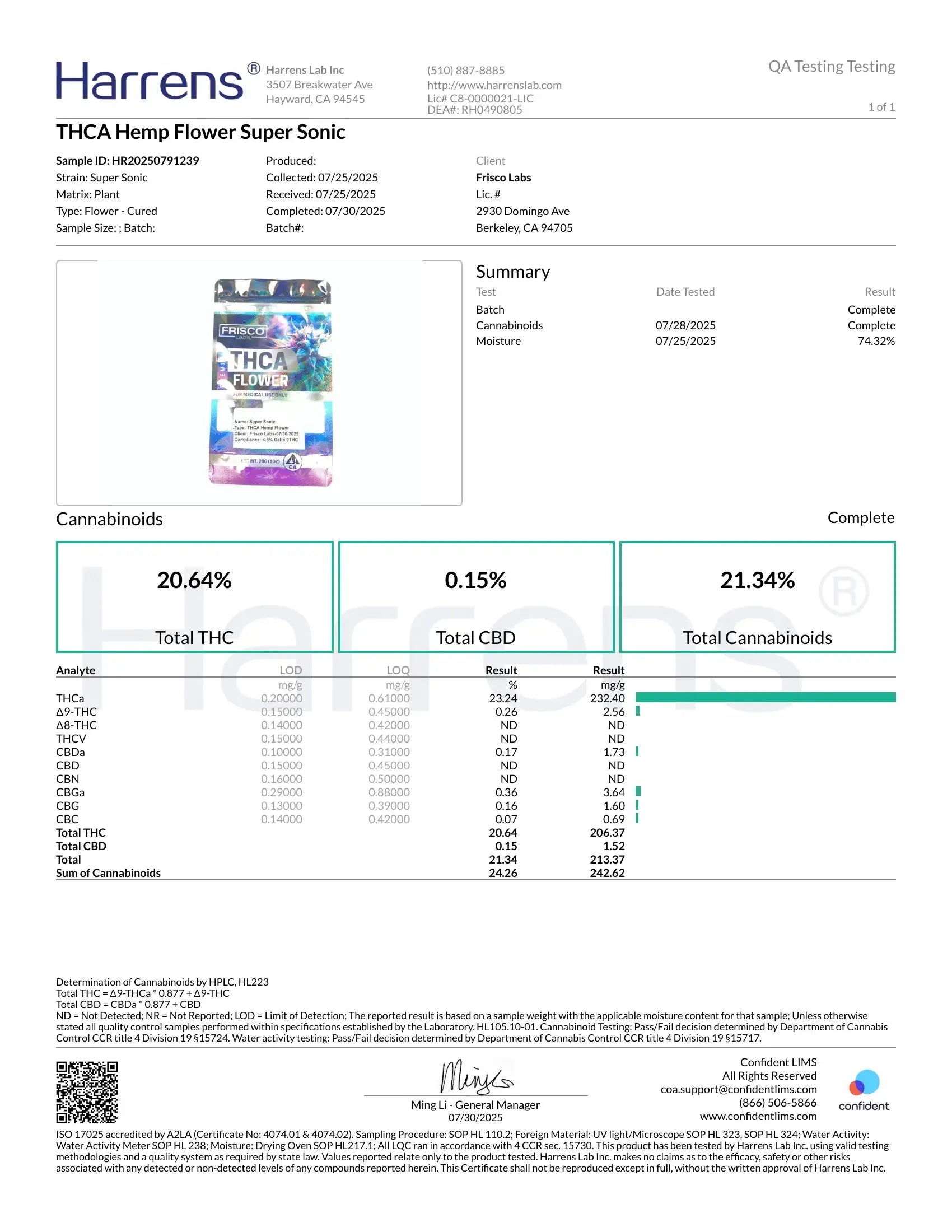 1 oz - Super Sonic THCA Strain (Small) Frisco Labs