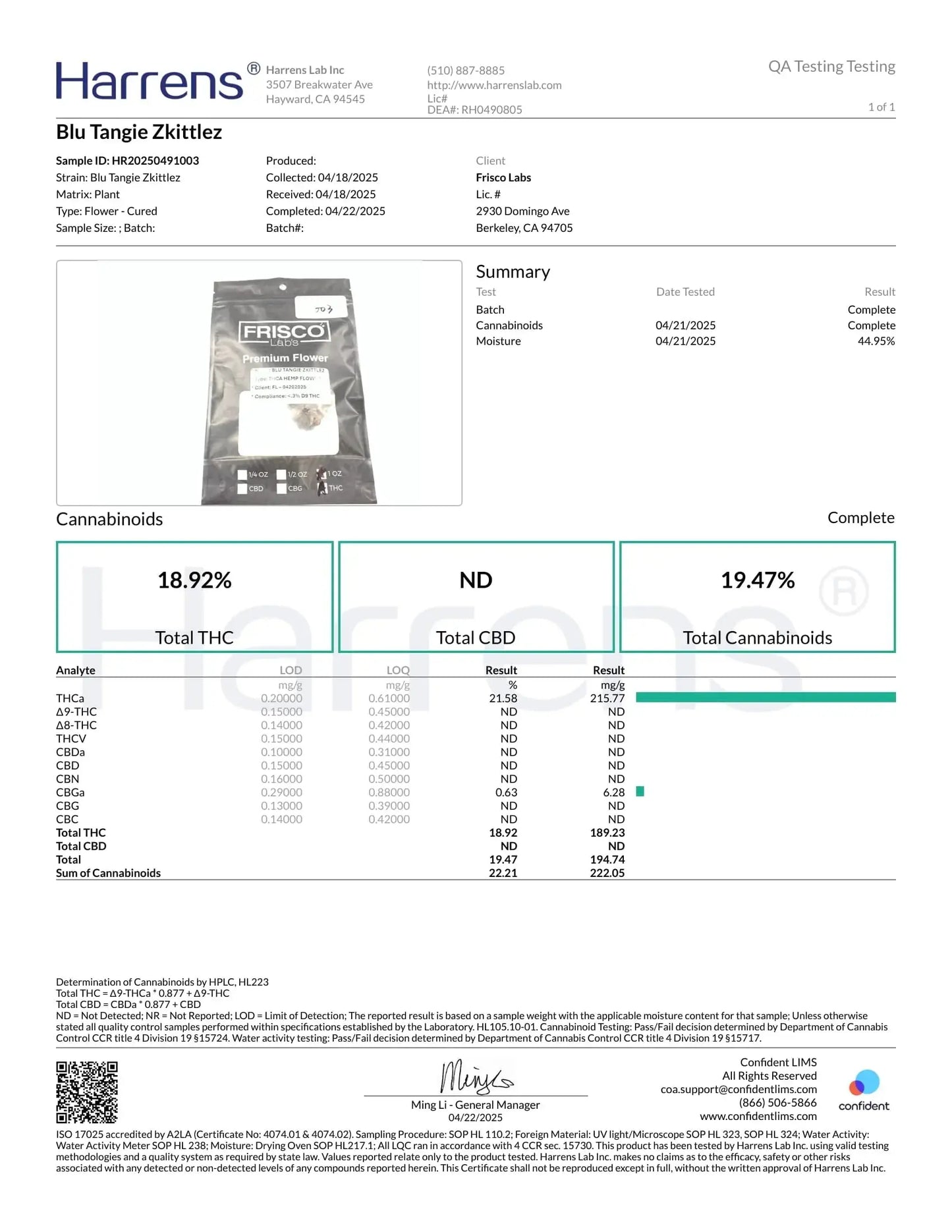 1 Pound - AAA Blue Tangie Zkittlez THCA Frisco Labs