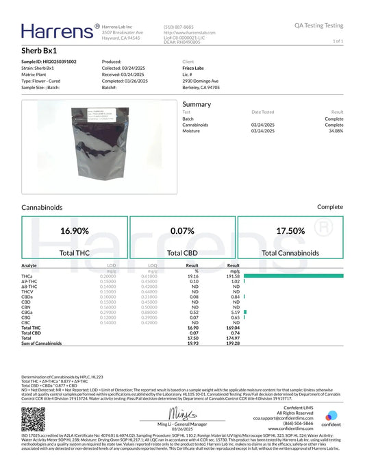 1 Pound of Sherb BX1 THCA (Smalls) FL Fulfillment Center