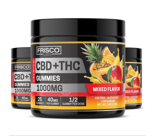 CBD+THC Gummies, Mix Flavor - 1000mg | 25 Pcs Gummies Frisco Labs