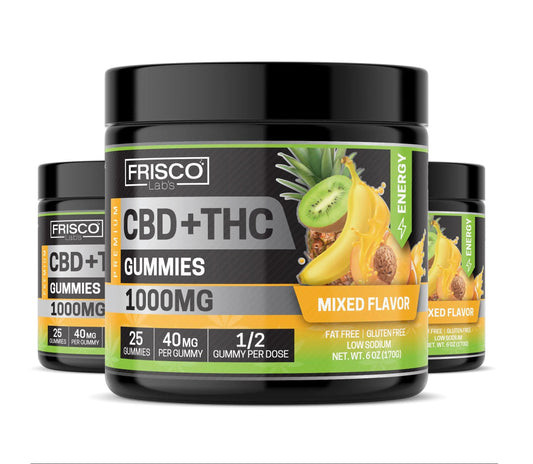 CBD+THC Gummies, Mix Flavor Energy - 1000mg | 25 Pcs Gummies Frisco Labs