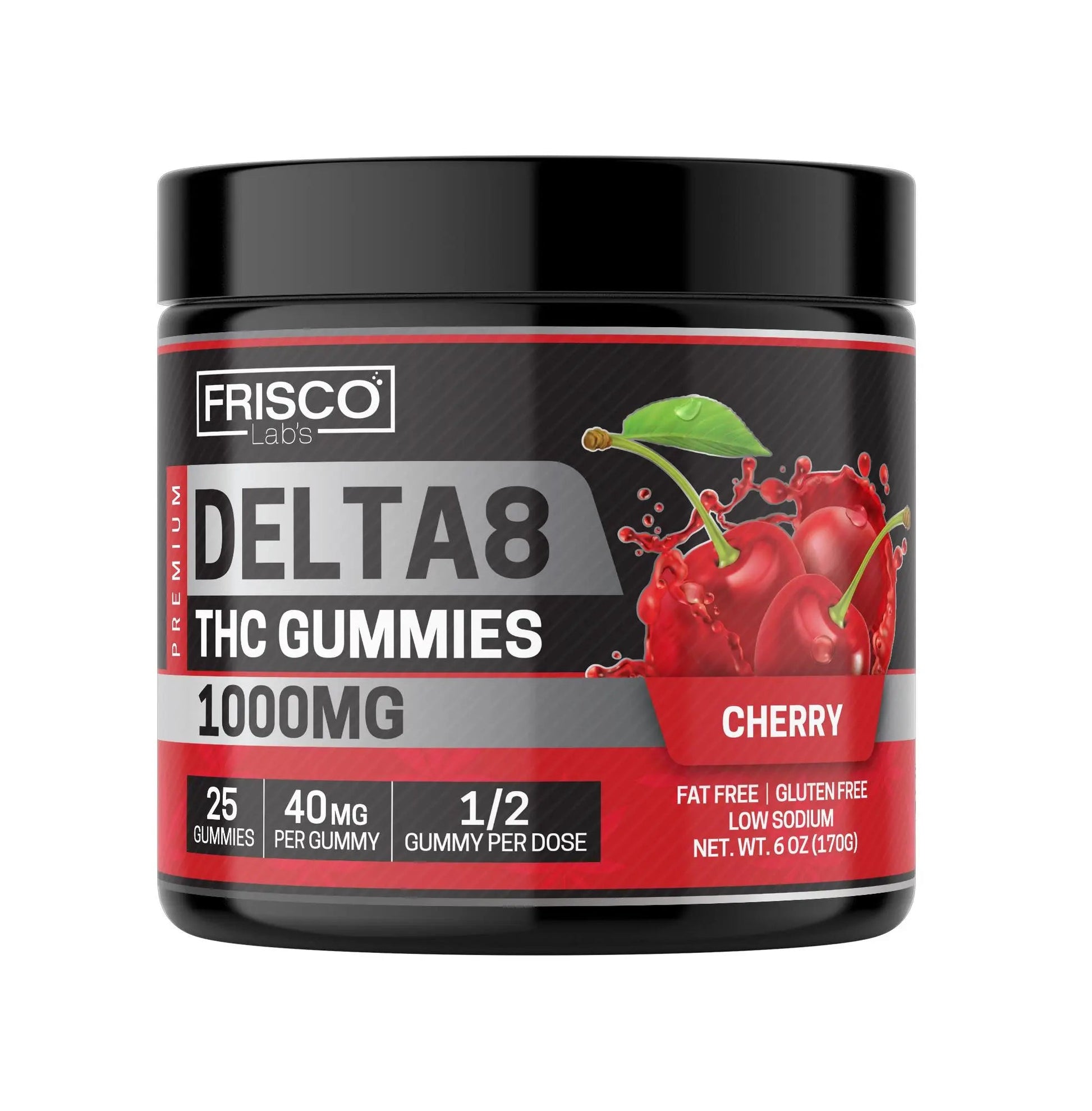 Delta 8 Gummies, Cherry - 1000mg | 25 Pcs Gummies Frisco Labs