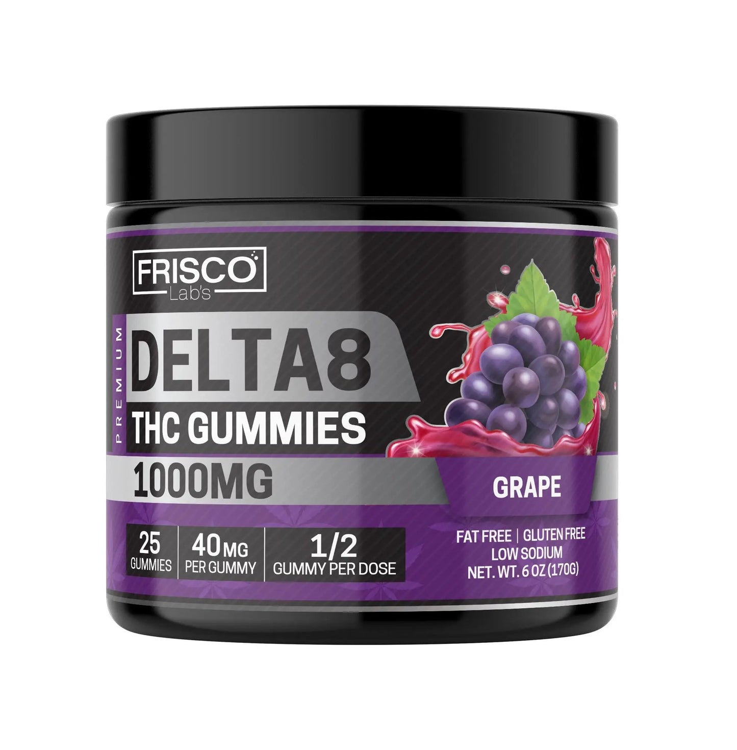 Delta 8 Gummies, Grape - 1000mg | 25 Pcs Gummies Frisco Labs