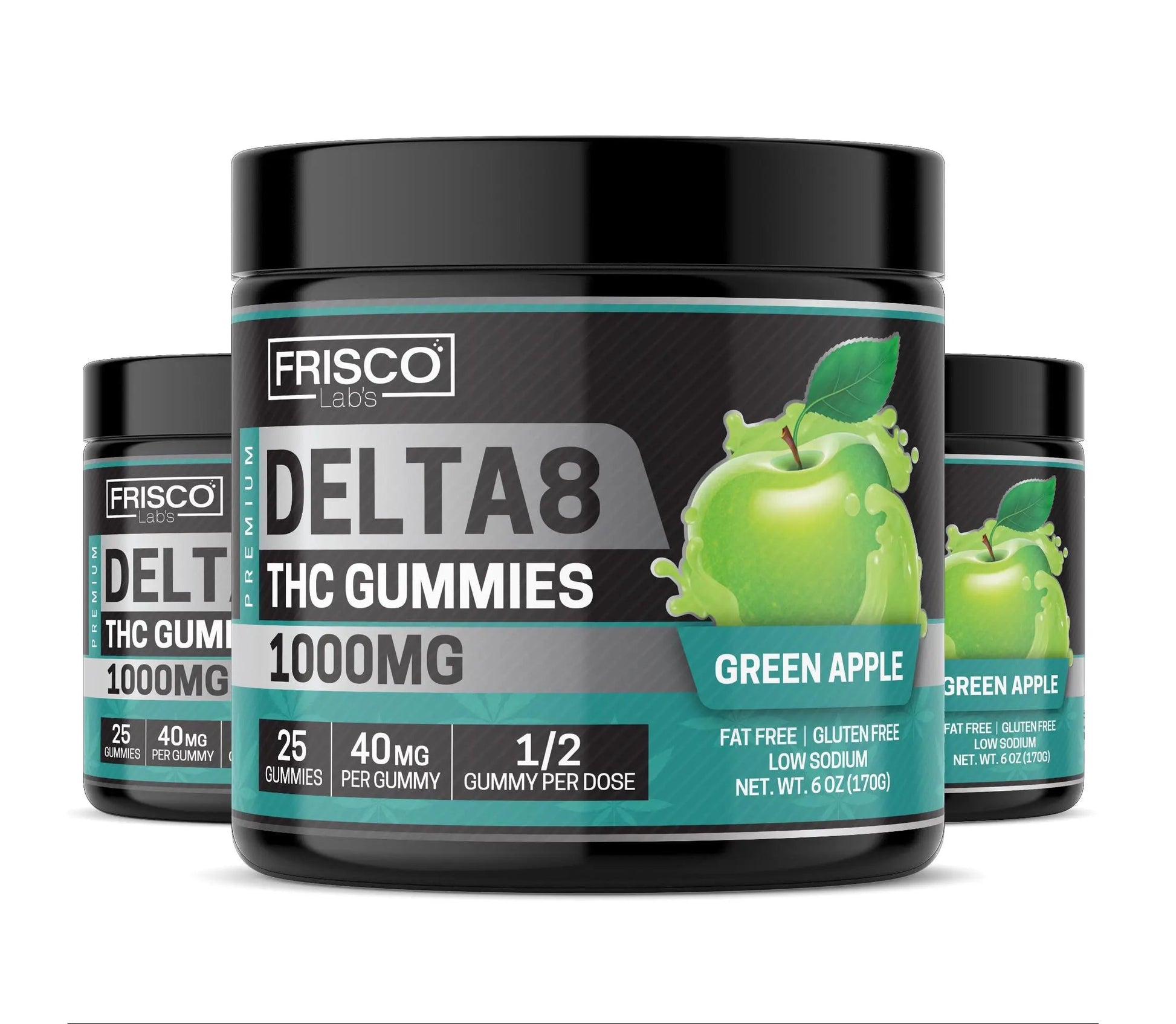 Delta 8 Gummies, Green Apple - 1000mg | 25 Pcs Gummies Frisco Labs