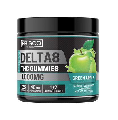 Delta 8 Gummies, Green Apple - 1000mg | 25 Pcs Gummies Frisco Labs