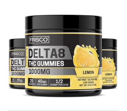 Delta 8 Gummies, Lemon - 1000mg | 25 Pcs Gummies Frisco Labs