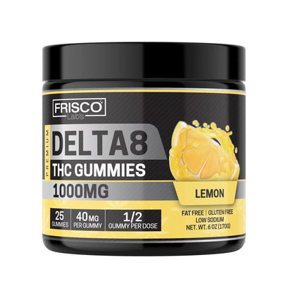 Delta 8 Gummies, Lemon - 1000mg | 25 Pcs Gummies Frisco Labs