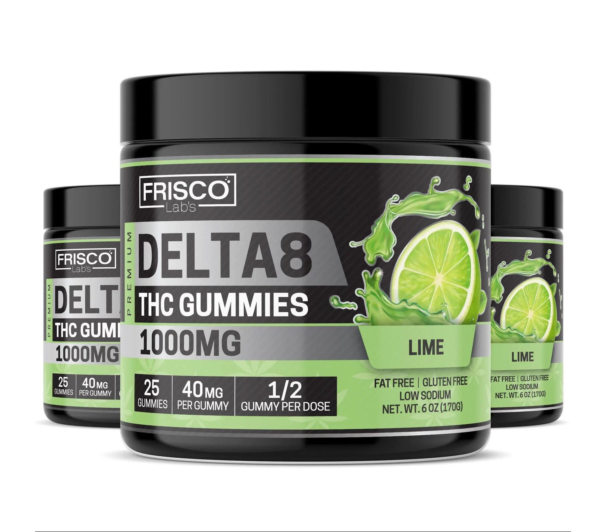 Delta 8 Gummies, Lime - 1000mg | 25 Pcs Gummies Frisco Labs