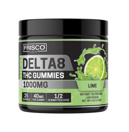 Delta 8 Gummies, Lime - 1000mg | 25 Pcs Gummies Frisco Labs