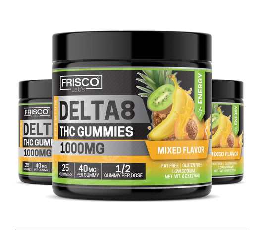 Delta 8 Gummies, Mix Flavor Energy - 1000mg | 25 Pcs Gummies Frisco Labs