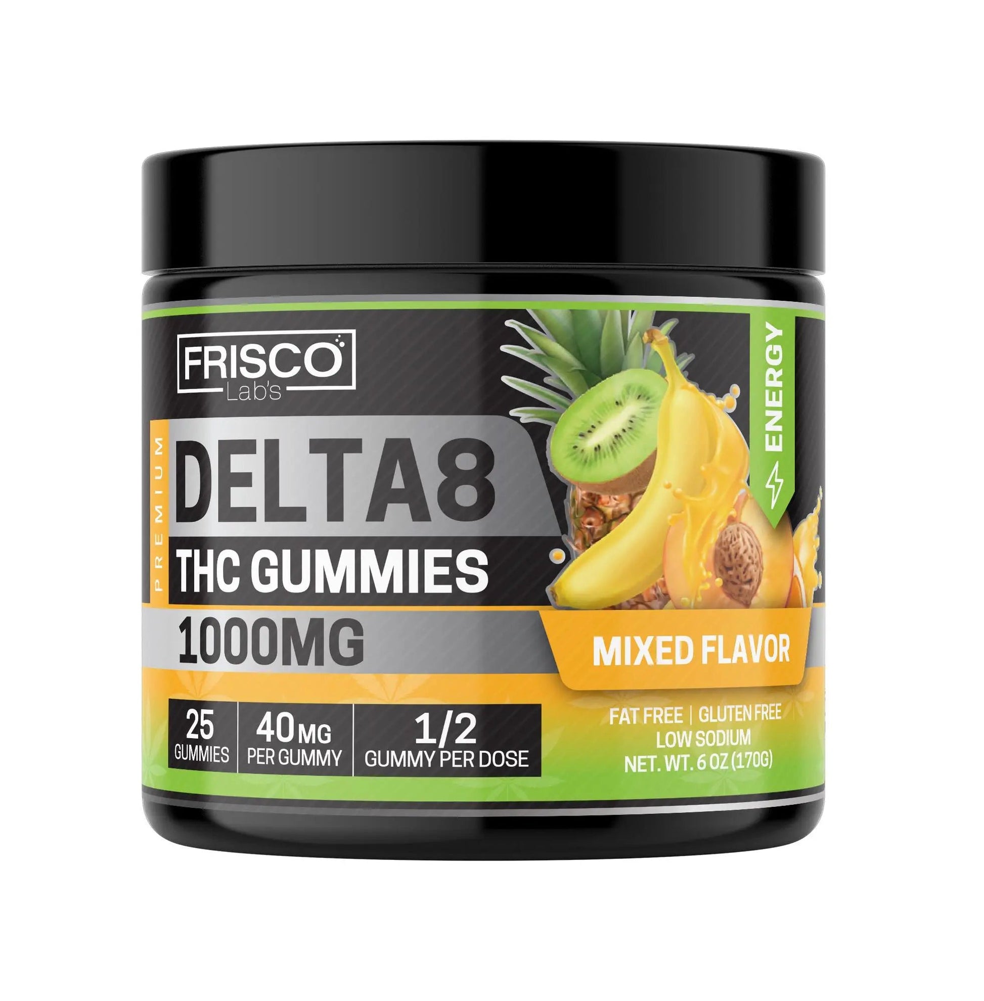 Delta 8 Gummies, Mix Flavor Energy - 1000mg | 25 Pcs Gummies Frisco Labs