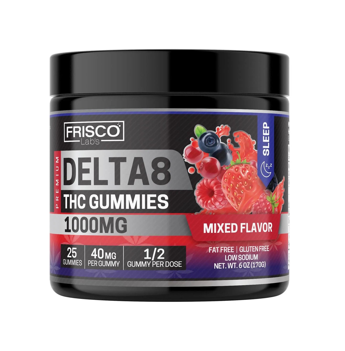 Delta 8 Gummies, Mix Flavor Sleep - 1000mg | 25 Pcs Gummies Frisco Labs