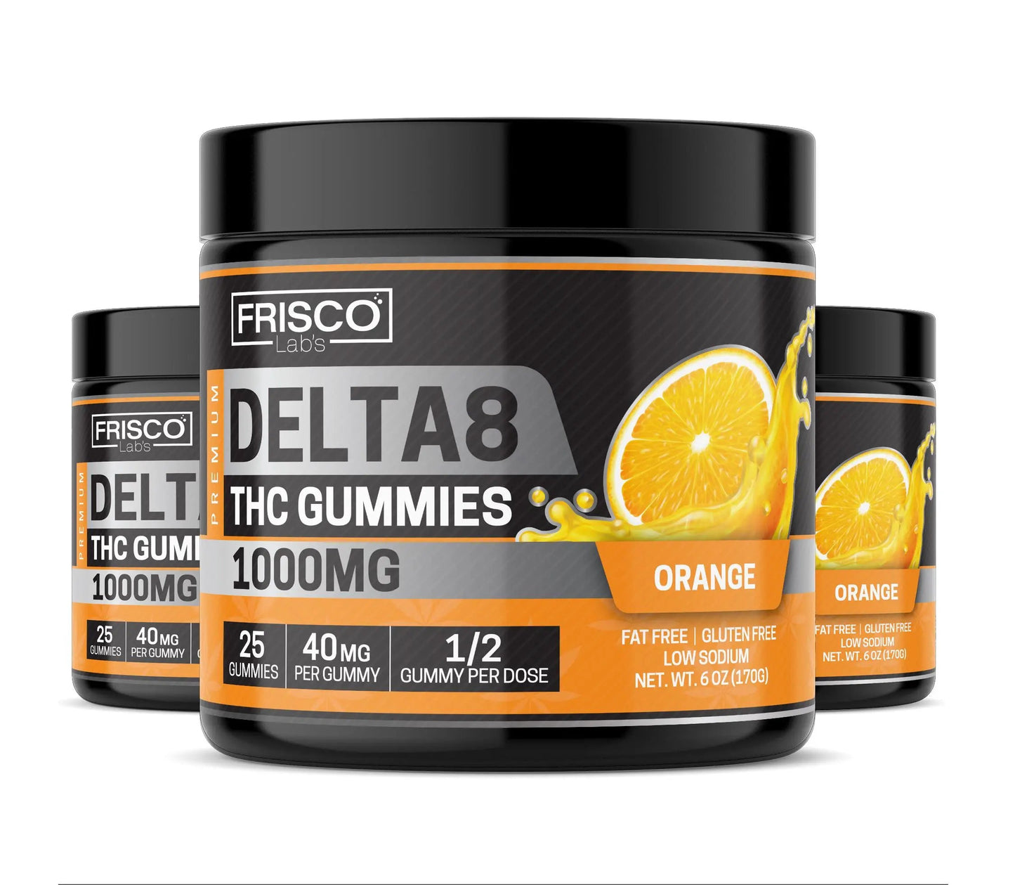 Delta 8 Gummies, Orange - 1000mg | 25 Pcs Gummies Frisco Labs