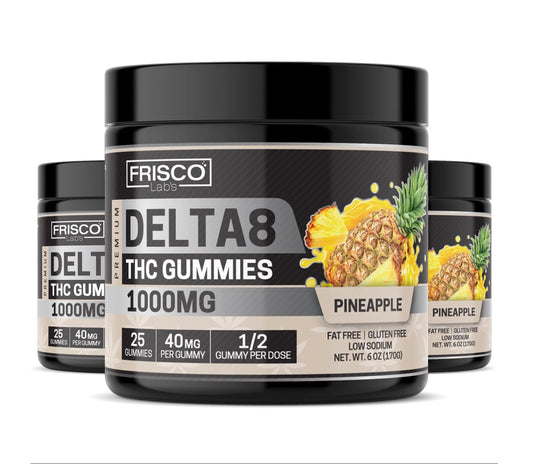 Delta 8 Gummies, Pineapple - 1000mg | 25 Pcs Gummies Frisco Labs