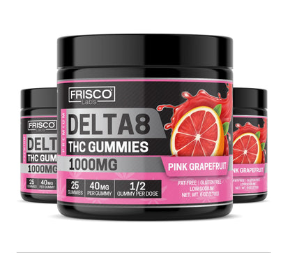 Delta 8 Gummies, Pink Grapefruit - 1000mg | 25 Pcs Gummies Frisco Labs