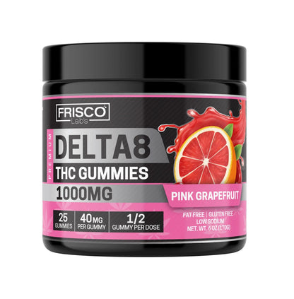 Delta 8 Gummies, Pink Grapefruit - 1000mg | 25 Pcs Gummies Frisco Labs