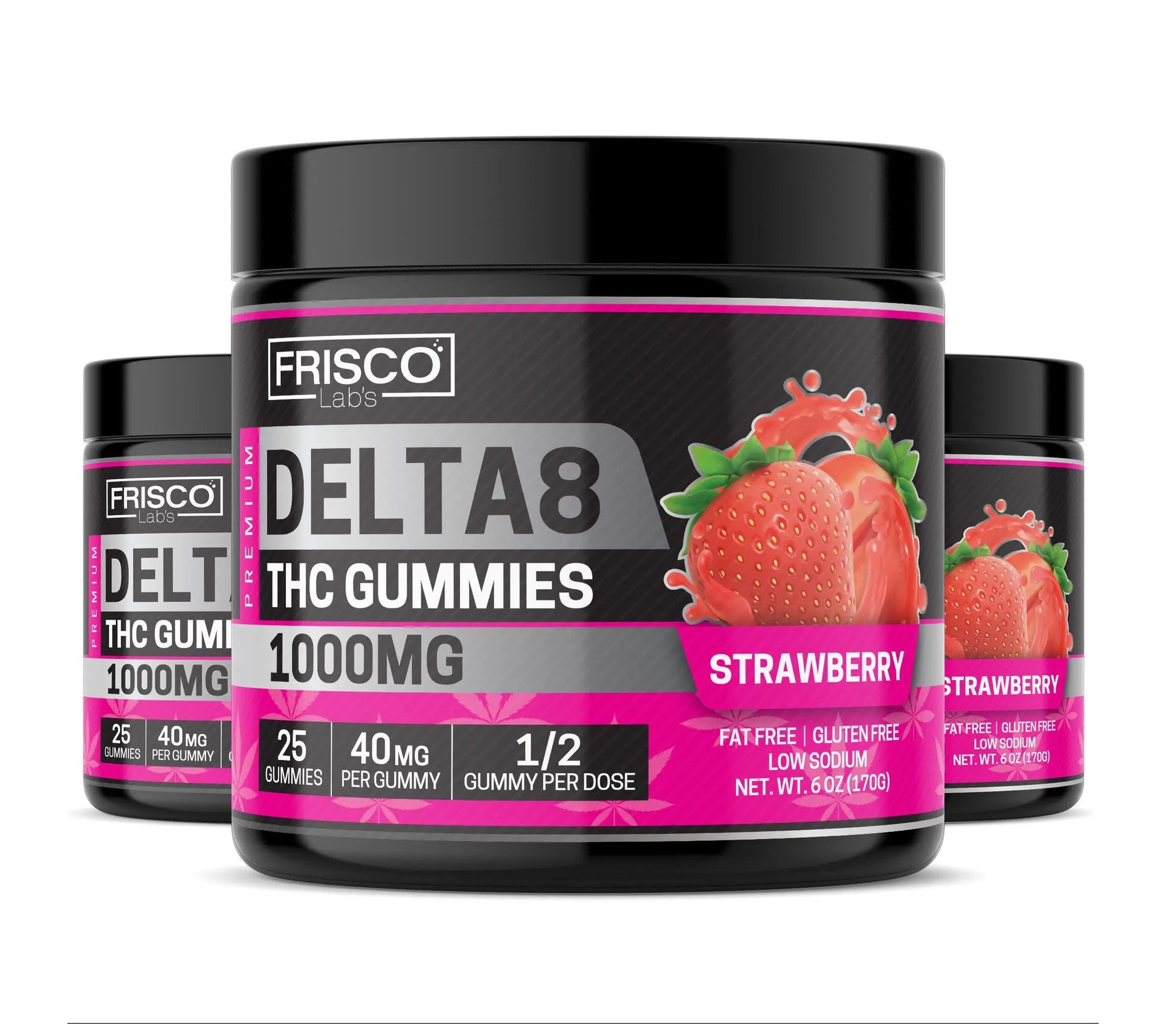 Delta 8 Gummies, Strawberry - 1000mg | 25 Pcs Gummies Frisco Labs