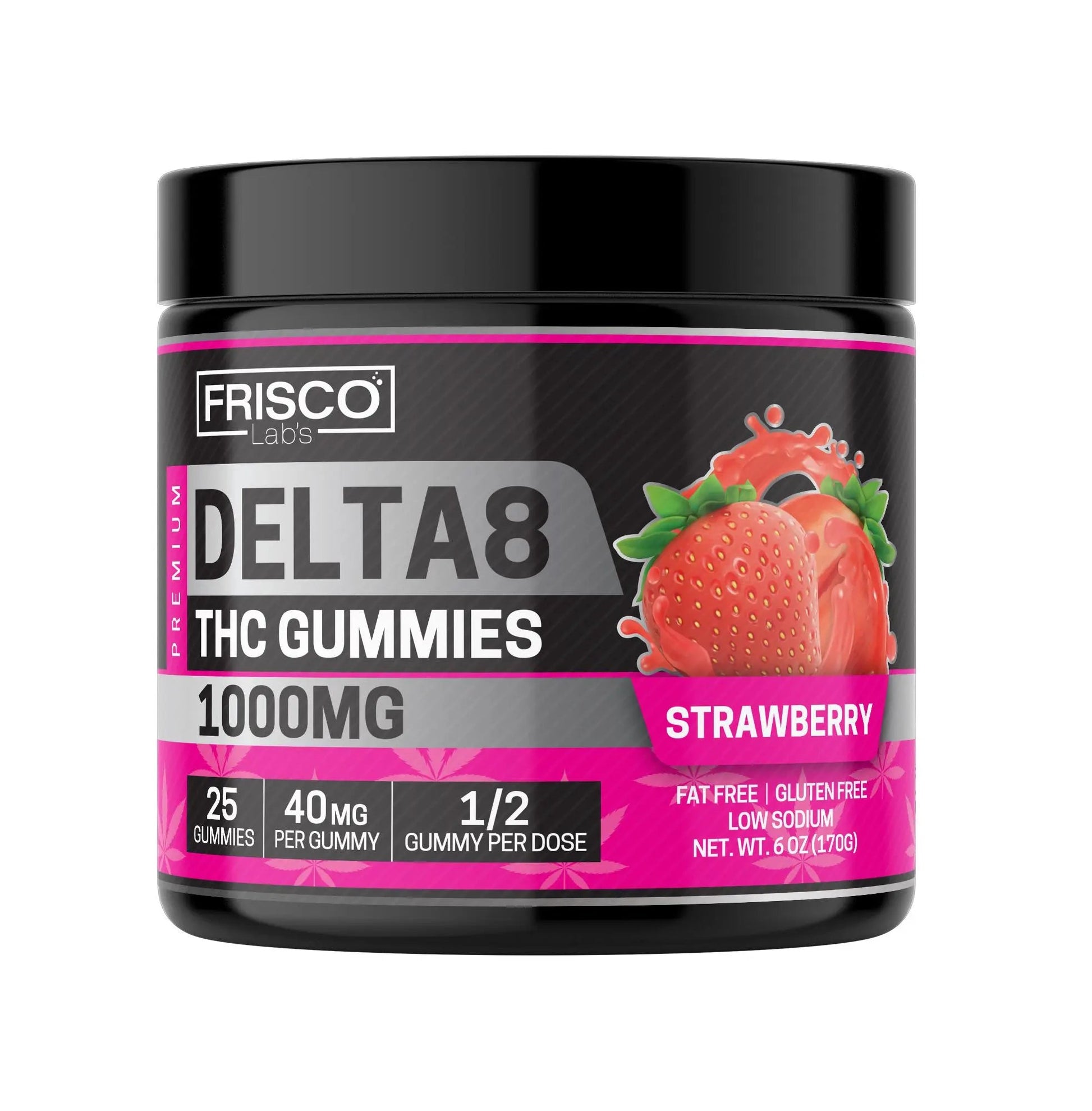 Delta 8 Gummies, Strawberry - 1000mg | 25 Pcs Gummies Frisco Labs