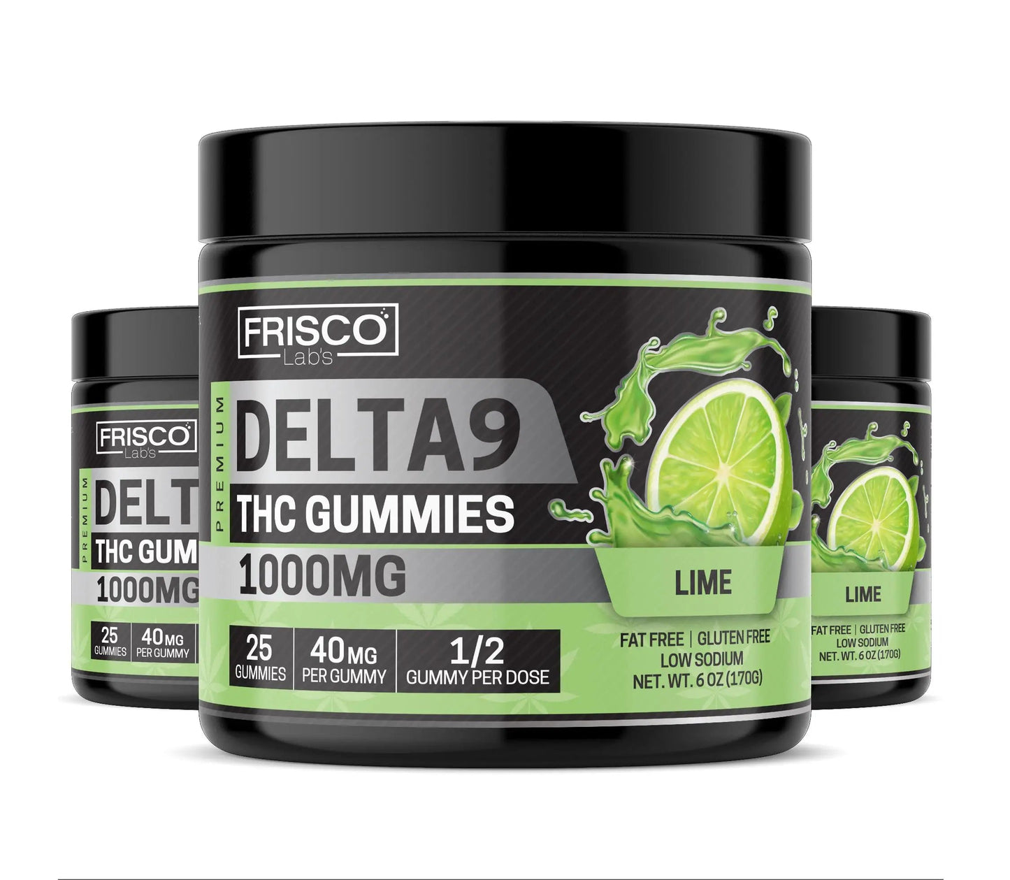 Delta 9 Gummies, Lime - 1000mg | 25 Pcs Gummies - Frisco Labs